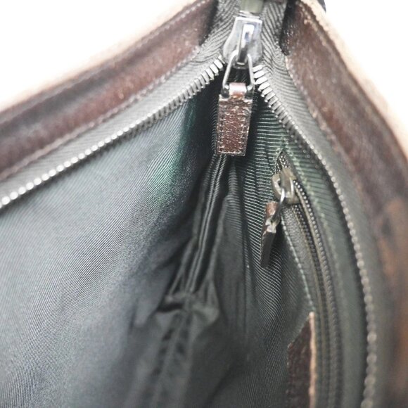 GUCCI Logo GG Pattern Shoulder Bag Canvas Leather Brown Italy - Picture 8 of 14